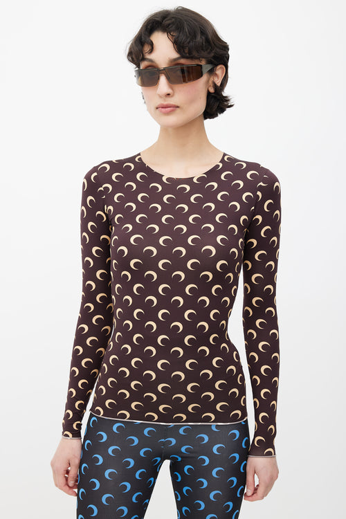 Marine Serre Brown 
Yellow Monogram Top