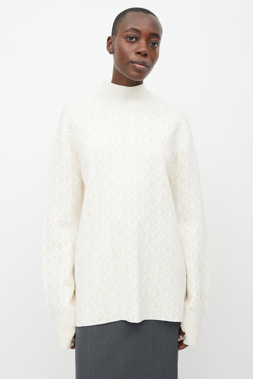 Marine Serre White 
Cream Moon Oversized Sweater