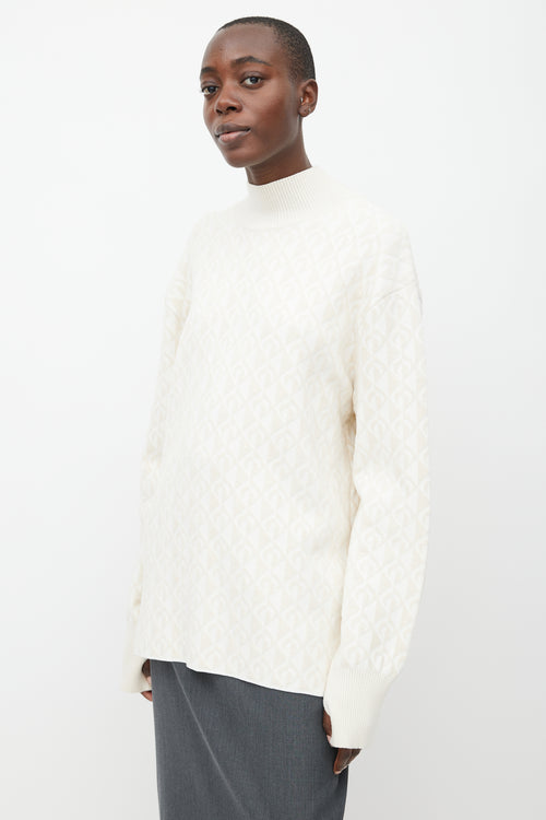 Marine Serre White 
Cream Moon Oversized Sweater