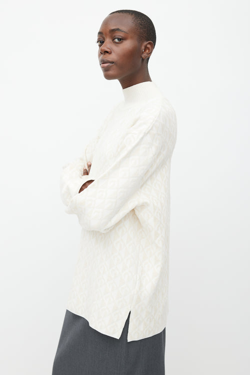 Marine Serre White 
Cream Moon Oversized Sweater