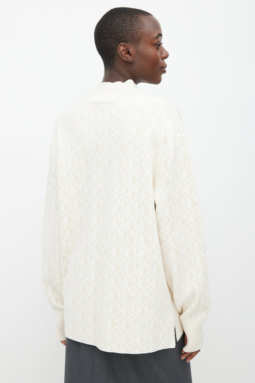 Marine Serre White 
Cream Moon Oversized Sweater