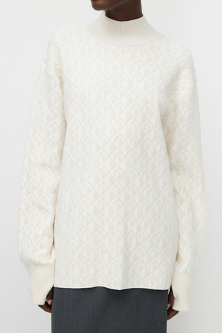 Marine Serre White 
Cream Moon Oversized Sweater