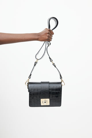 Mario Valentino Black Yasmine Embossed Leather Bag