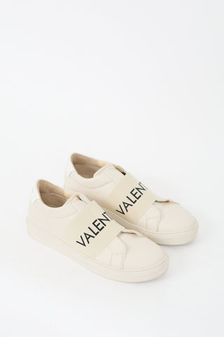 Mario Valentino Beige Leather Logo Maya Sneaker