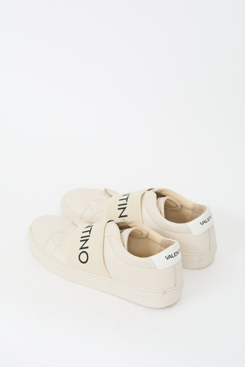 Mario Valentino Beige Leather Logo Maya Sneaker