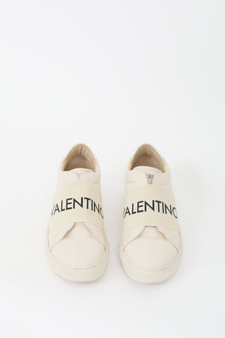 Mario Valentino Beige Leather Logo Maya Sneaker