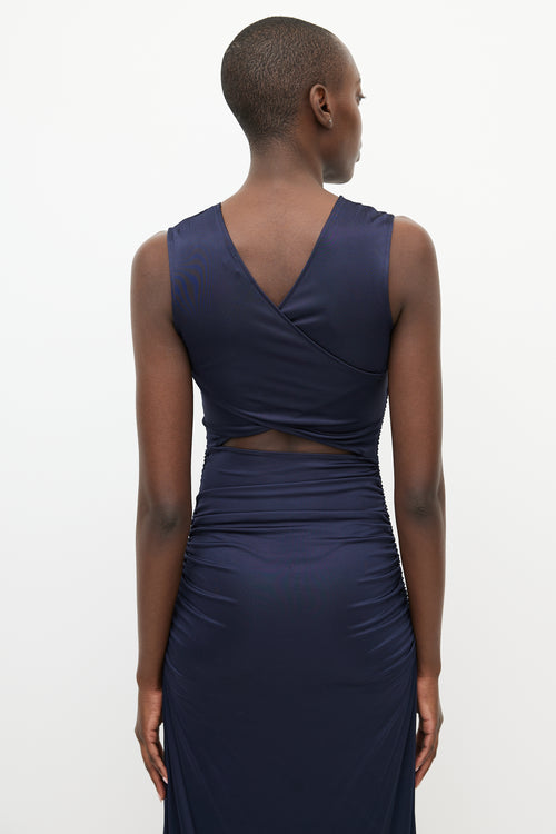 By Malene Birger Navy Ruched Cut Out Dress