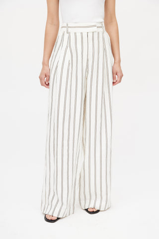 Marlene Birger White 
Multicolour Linen Striped Trouser