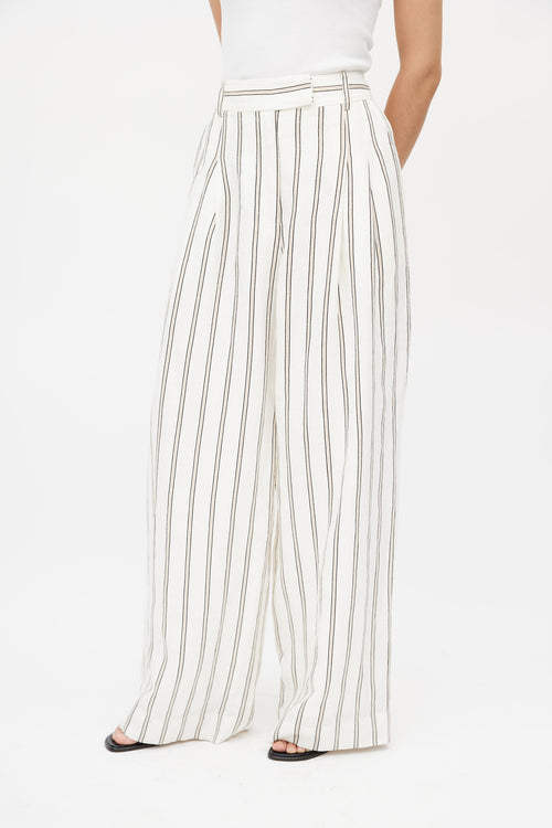 Marlene Birger White 
Multicolour Linen Striped Trouser