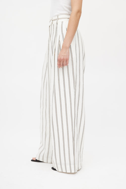 Marlene Birger White 
Multicolour Linen Striped Trouser