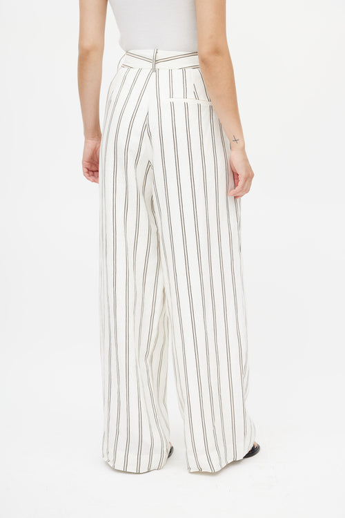 Marlene Birger White 
Multicolour Linen Striped Trouser