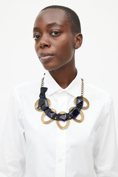 Marni Aged Gold 
Purple Gem Necklace