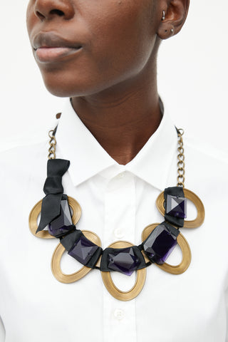 Marni Aged Gold 
Purple Gem Necklace