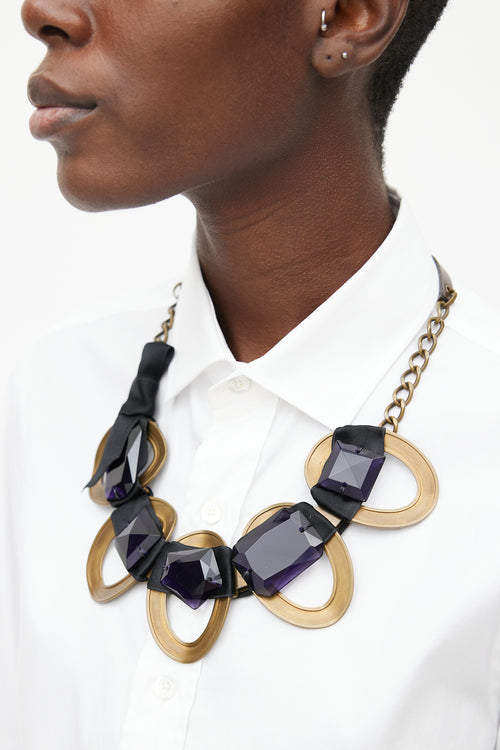 Marni Aged Gold 
Purple Gem Necklace