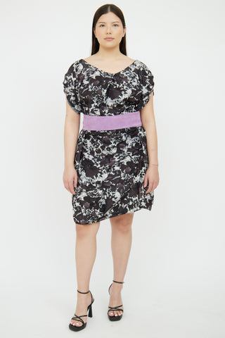 Marni Black 
White Floral Silk Blend Dress