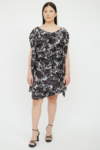 Marni Black 
White Floral Silk Blend Dress