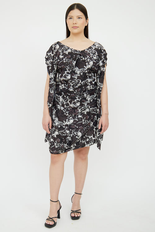 Marni Black 
White Floral Silk Blend Dress