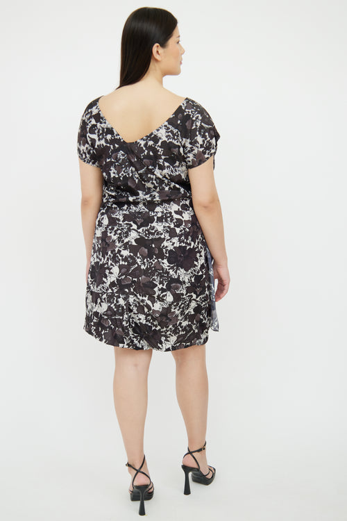 Marni Black 
White Floral Silk Blend Dress