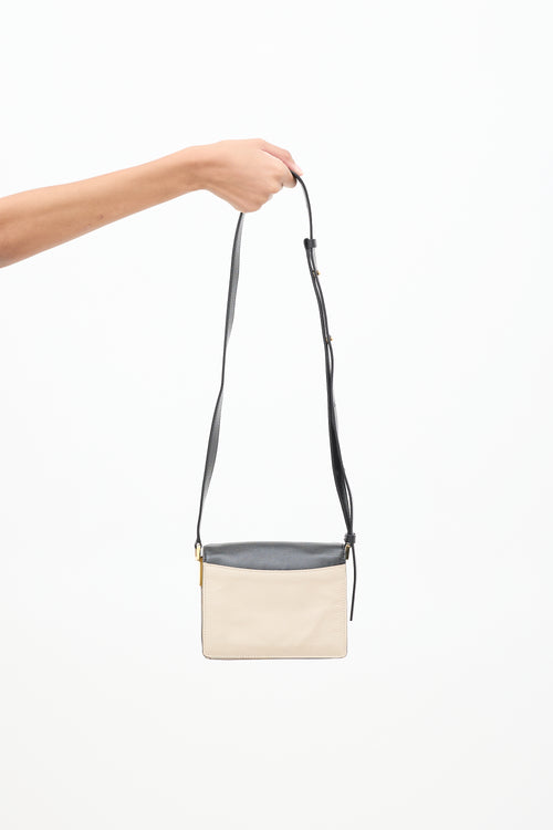 Marni Beige 
Black Leather Mini Soft Trunk Crossbody Bag