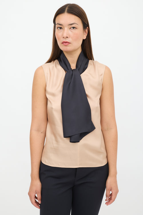 Marni Beige 
Black Silk Tie Top