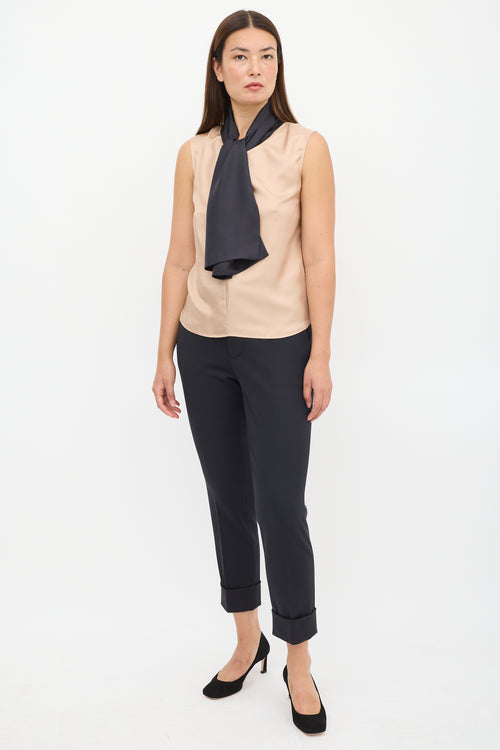 Marni Beige 
Black Silk Tie Top