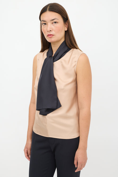 Marni Beige 
Black Silk Tie Top