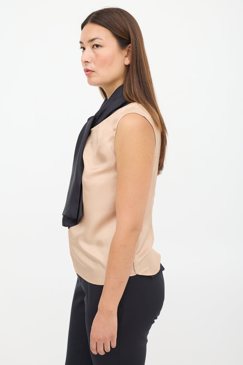 Marni Beige 
Black Silk Tie Top