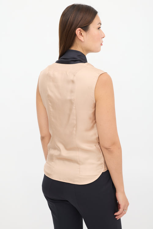 Marni Beige 
Black Silk Tie Top