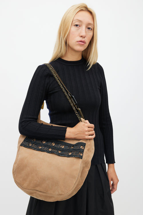 Marni Beige Suede Chain Bag