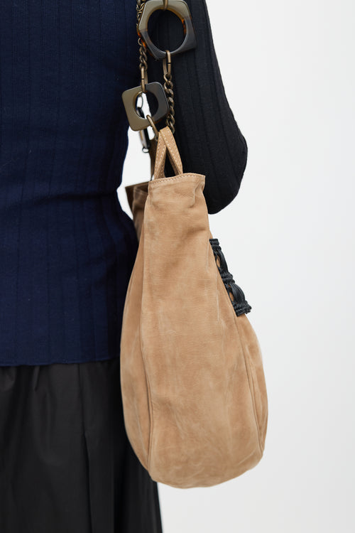 Marni Beige Suede Chain Bag