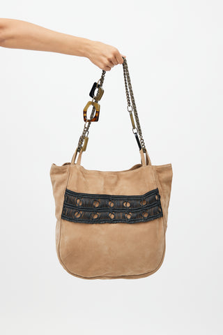 Marni Beige Suede Chain Bag