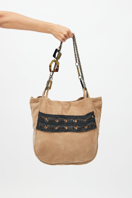 Marni Beige Suede Chain Bag