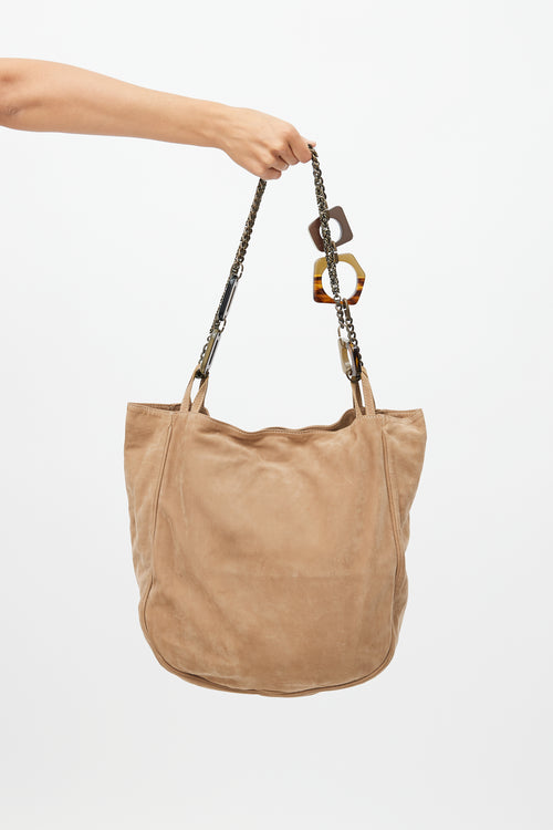 Marni Beige Suede Chain Bag