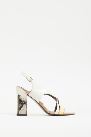 Marni Beige 
Yellow Patent Leather Slingback Heel