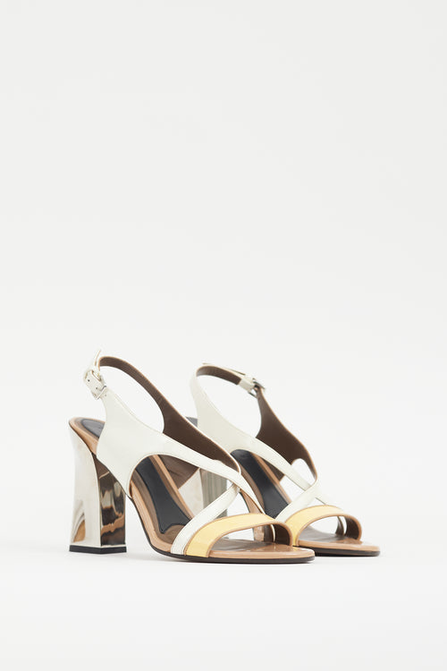 Marni Beige 
Yellow Patent Leather Slingback Heel