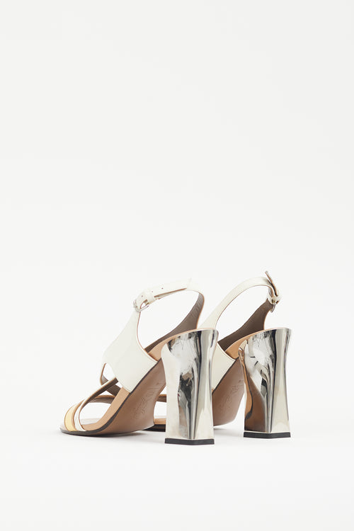 Marni Beige 
Yellow Patent Leather Slingback Heel