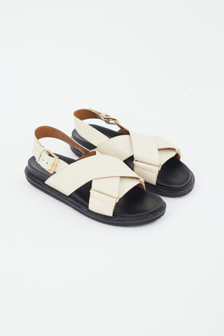 Marni Beige Leather Fussbett Strappy Sandal