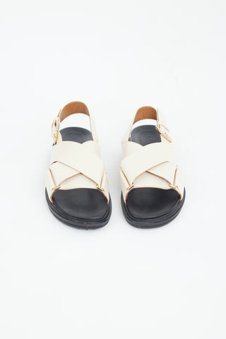 Marni Beige Leather Fussbett Strappy Sandal