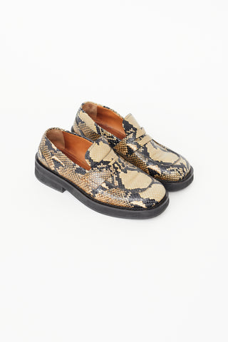 Marni Beige 
Black Textured Print Loafer