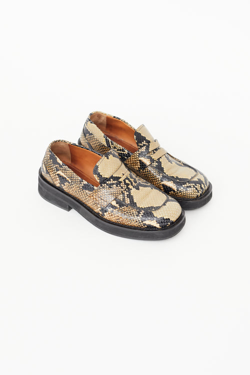 Marni Beige 
Black Textured Print Loafer