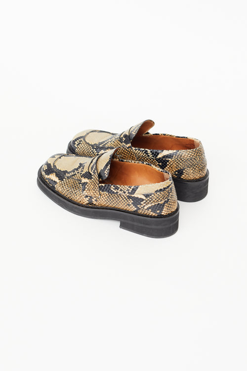 Marni Beige 
Black Textured Print Loafer