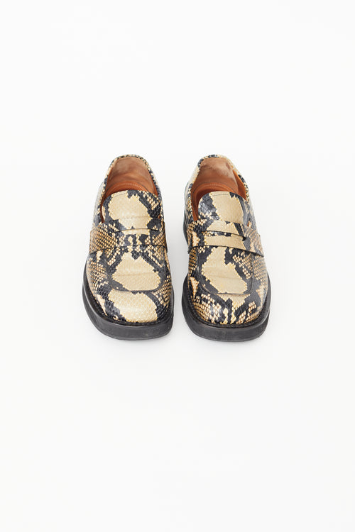 Marni Beige 
Black Textured Print Loafer