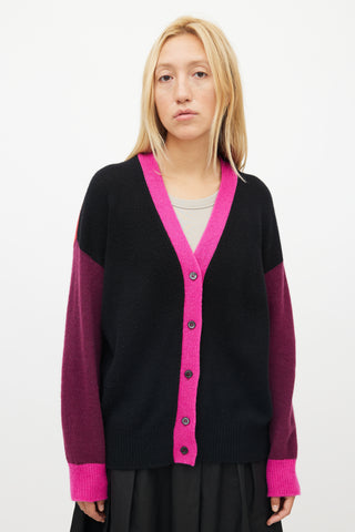 Marni Black 
Multicolour Panelled Cashmere Cardigan