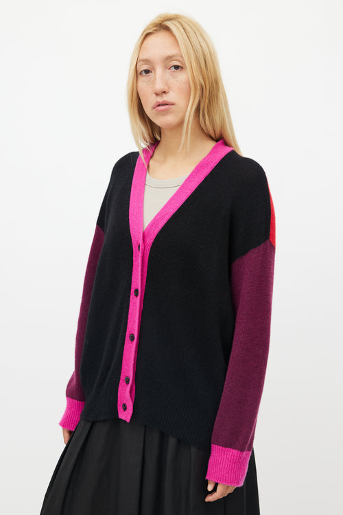 Marni Black 
Multicolour Panelled Cashmere Cardigan