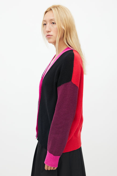 Marni Black 
Multicolour Panelled Cashmere Cardigan