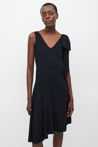 Marni Black Bow Shoulder Flounce Dress