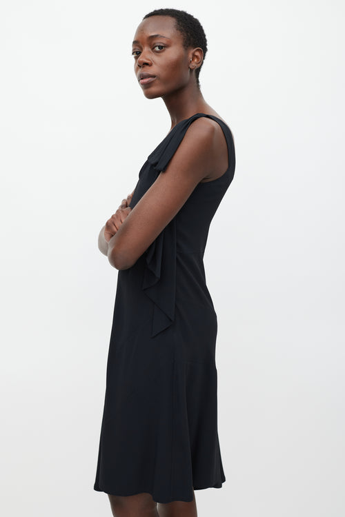 Marni Black Bow Shoulder Flounce Dress