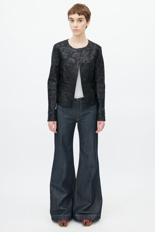 Marni Black Brocade Cropped Blazer