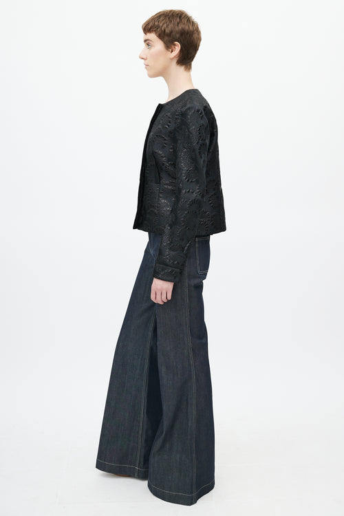 Marni Black Brocade Cropped Blazer