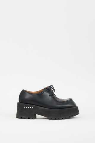 Marni Black 
Brown Leather Lace-Up Platform Shoe